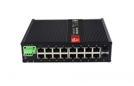 佰馬管理型 2 光 16 電千兆工業(yè)交換機(jī)，支持WEB管理，SNMP、VLAN等，支持環(huán)形拓?fù)?、星型拓?fù)?、總線拓?fù)涞冉M網(wǎng)，廣泛應(yīng)用于智能交通、智慧樓宇、智慧工廠、智慧園區(qū)、智慧城市等領(lǐng)域。